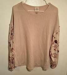 Knox Rose Thermal Long Sleeve Top Light Pink Floral