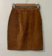Vintage the limited tan suede leather high waist straight pencil skirt size 4