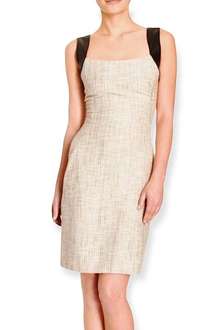 L’AGENCE Tweed Leather Straps Mini Dress