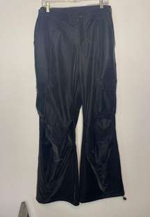 Naked Wardrobe Women's Size Medium Vegan Leather Wide Leg Flare Pants Black NWT