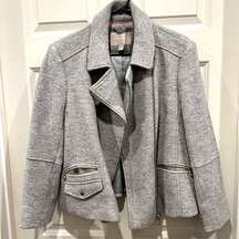 Gray Wool Blend Boucle Moto Collar Coat Women’s size X Large