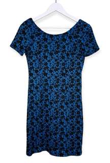 Plenty by  Women’s Floral Scoop Neck V Back Dress Blue Black Size 0