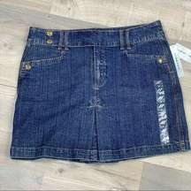 DKNY Jeans Pleated Stretch Denim Mini Skirt 8 Blue NWT