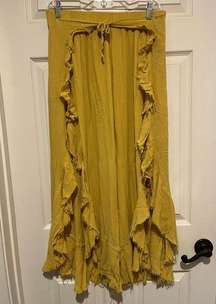 Elan Size Medium Yellow Gauze Cover Up Open Front Leg Lounge Pants