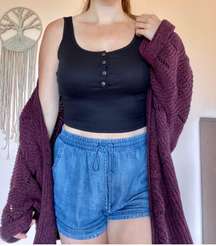 Henley Cropped Tank Top