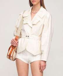 NEW NWT  Epaline Belted Linen Blend Jacket In Ecru