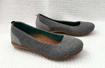 Sole District by ReCork Grace Comfort Round Toe Flats Shoes Light Grey Wool 6.5