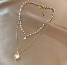 Love Pendant Double Collar Chain Necklace 