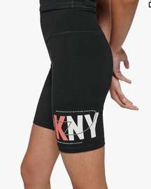 DKNY Women's Sport High Waist Rhinestone Logo Bike Short Size Medium