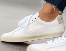 Veja Low Esplar Leather Lace-Up Sneakers | White