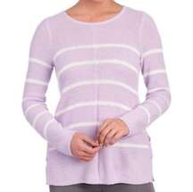 Design365 Striped Crew Neck Sweater Knit Violet Moon Pullover Size L MSRP $108