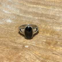 Vintage Black Onyx 925 Sterling Silver Ring