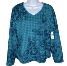 Coldwater Creek | NEW Green Tonal Floral Printed Fleece Top S 6-8