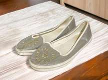 Jack Rogers Size 9 Gray Glitter Mila Flats Womens Sparkles Slip On Shoes