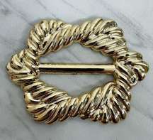 Vintage Metallic Gold Scarf Slide Shirt Tie Bar Belt Buckle