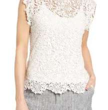 Velvet Woman’s White Lace Top with Tank Top Lining Inside