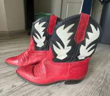 1st Edition Cowboy Boot; Red, Black, White