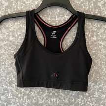 H&M Sport Athletic Training Black Racerback Sports Bra - Size Small - Pink Trim