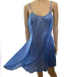 Petra Fashions Vintage 90s Blue Sheer Cottagecore Boho Lingerie Mini Slip Dress