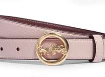 COACH Horse & Carriage Signature Buckle Belt, Pink, Size Small $128