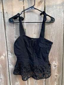 Foxiedox Black Lace Cropped Cami Blouse Medium