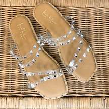 Nicole Miller New York Clear Stud Strappy Sandal Size 8.5