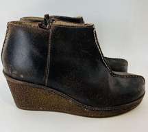 Olukai Wedge Women's Ankle Booties Humu Size‎ 7 Brown Leather