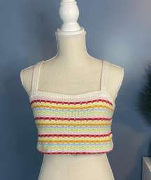 Rainbow Knit Cropped Tank Top