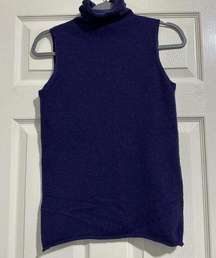 DKNY Purple 100% Cashmere Sleeveless Turtleneck Sweater Shirt Sz M Medium