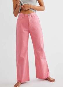 Boyish Free People The Charley High Rise Wide Leg Jeans | Pretty in Pink | 31