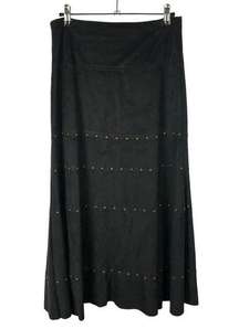 Athena Marie Black Suede Studded Maxi Y2K Skirt S