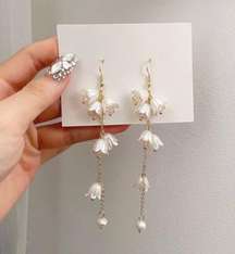 Elegant Flower Long Dangle Drop Earrings for Women