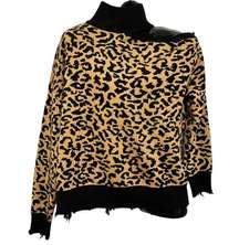 Lovers and Friends Distressed Arlington Leopard Print Turtleneck Sweater Top