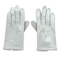 Womens Size 7 Gloves White Genuine Leather Wrist Length Antron Nylon Lining