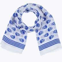 Alexander McQueen skull print wraparound-style scarf blue and white