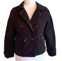 American Eagle Peacoat Black Double Breasted Brushed Cotton Size Medium