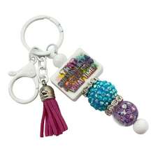 Keychain purse charm Beaded Keychain For Women, Bar Keychain, Silicone bead keyc