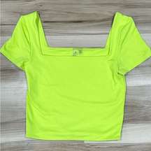 Second Skin Neon Green Square Neck Top Women’s Small