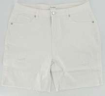 K. Jordan Women's High Waisted Short in White Distressed Denim Jean Shorts Sz 16