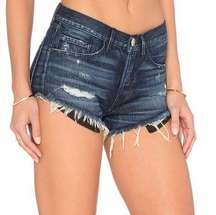 3X1 Distressed Fringed Jean Shorts in Cavo 24