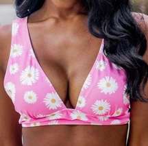 Pink lily pink daisies xl bikini top