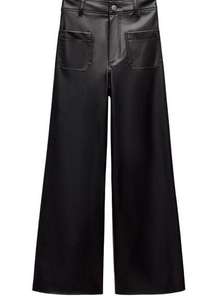 High-Waisted Faux Leather ZW Marine Straight Pants