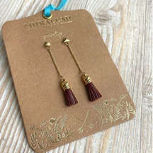 New  Aerin Leather Tassel Drop Earrings‎