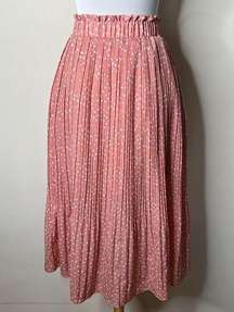 Exlura Pink Polka Dot Pleated Skirt