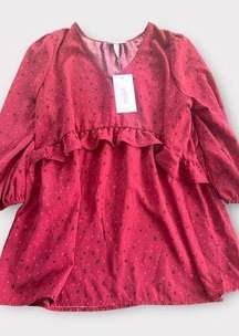 Isabel Maternity NEW Maroon printed puffy sleeve flared top size Medium