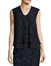 Jason Wu GREY Women Sleeveless Layered Floral Lace Top, Blue Size 4