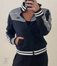 Champion Cropped Houndstooth Track Jacket With Logo Size XS