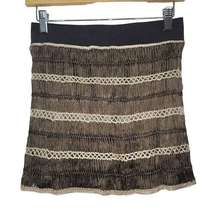 Alythea Womens Size S Brown Tan Bohemian Festival Crochet Mini Skirt