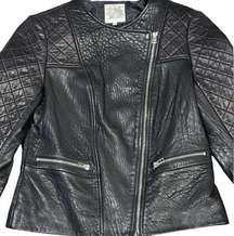 Dawn Levy Black Quilted Genuine Leather Moto Jacket Size Small