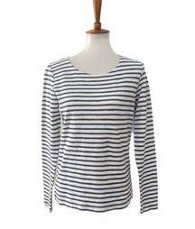 Maison Scotch Striped Pullover Boat Neck Top Long Sleeve Blue White Size 1